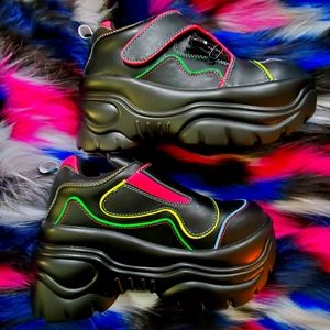 YRU black platform sneakers